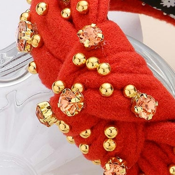 Orange Oval Crystal Ball Knot Headband Hair Bling Jewel Statement Accessory - Picture 6 of 8